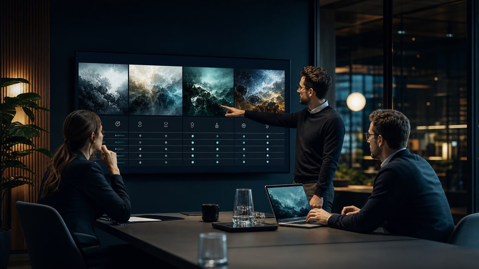 Business-Team bei der Vorbereitung eines KI Live-Calls