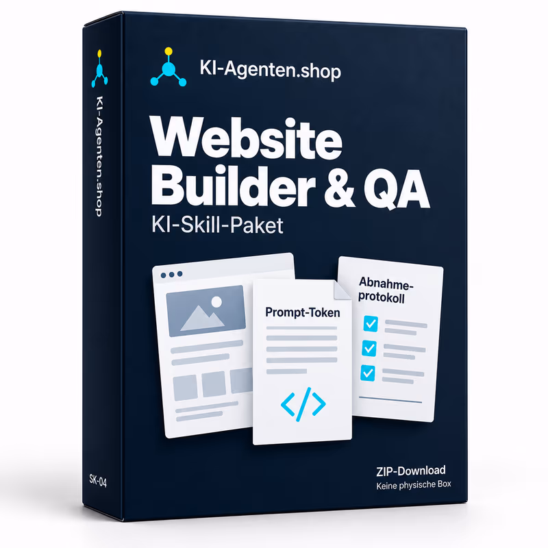 Website Builder & QA: Digitales ZIP-Paket für Ihre eigene KI-Umgebung. Originalcover · keine physische Verpackung.